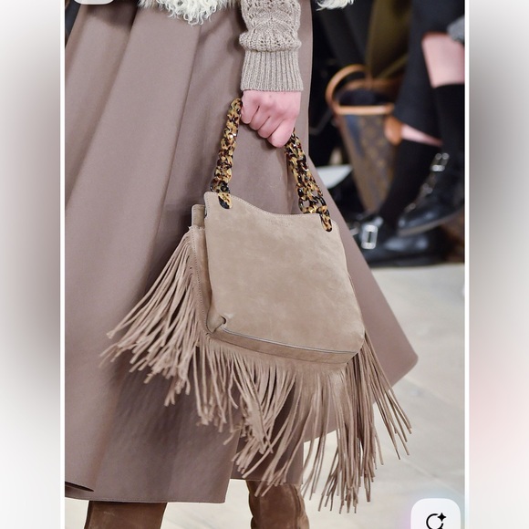 Lauren Ralph Lauren Beige Suede Fringe Shoulder Bag - Picture 4 of 10